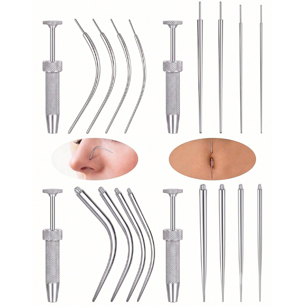 Body Jewelry - 16G/20G Taper Piercing Tool Kit, Threaded/Threadless/Push-In