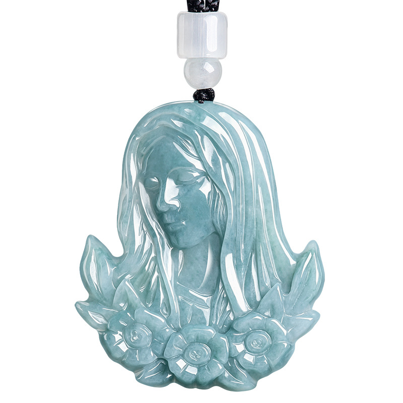 Necklaces - Natural Myanmar Jadeite Virgin Mary Pendant
