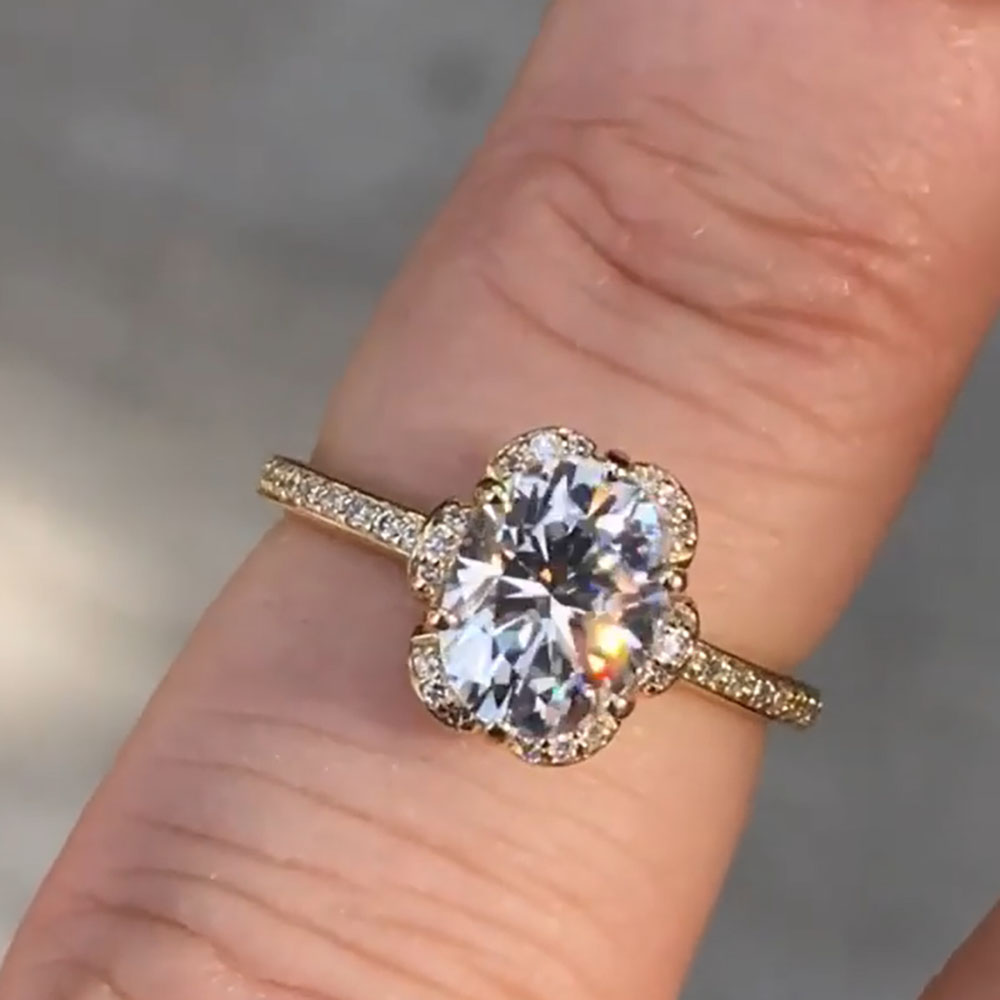 Custom Solid 14K Yellow Gold W - Moissanite Engagement Ring 1 Carat 评论和价格