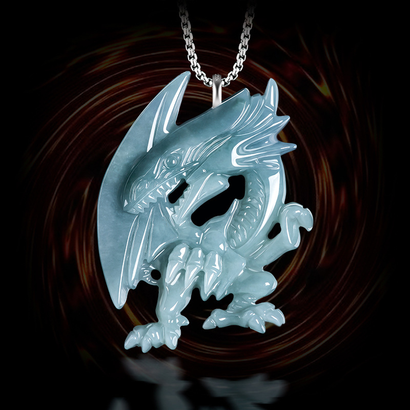 Blue Myanmar Jadeite Dragon Pe - Necklaces 评论和价格