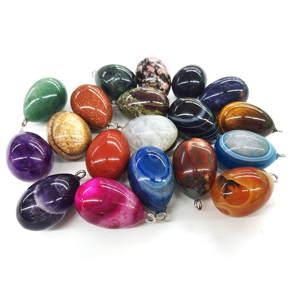 30x19mm Mini Egg Shape Pendant - Crystal Pendant Necklace Natural Stone 评论和价格