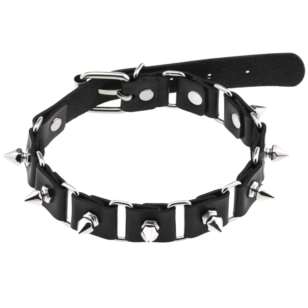 Punk Rock Spiked Choker For Wo - Goth Punk Spike Choker 评论和价格