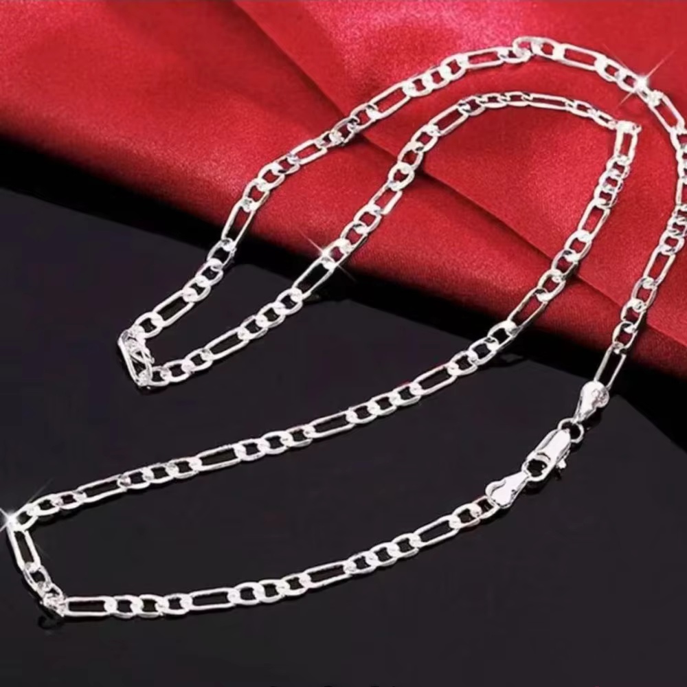 925 Sterling Silver Necklace H - 925 Sterling Silver Chain Necklace Men 评论和价格
