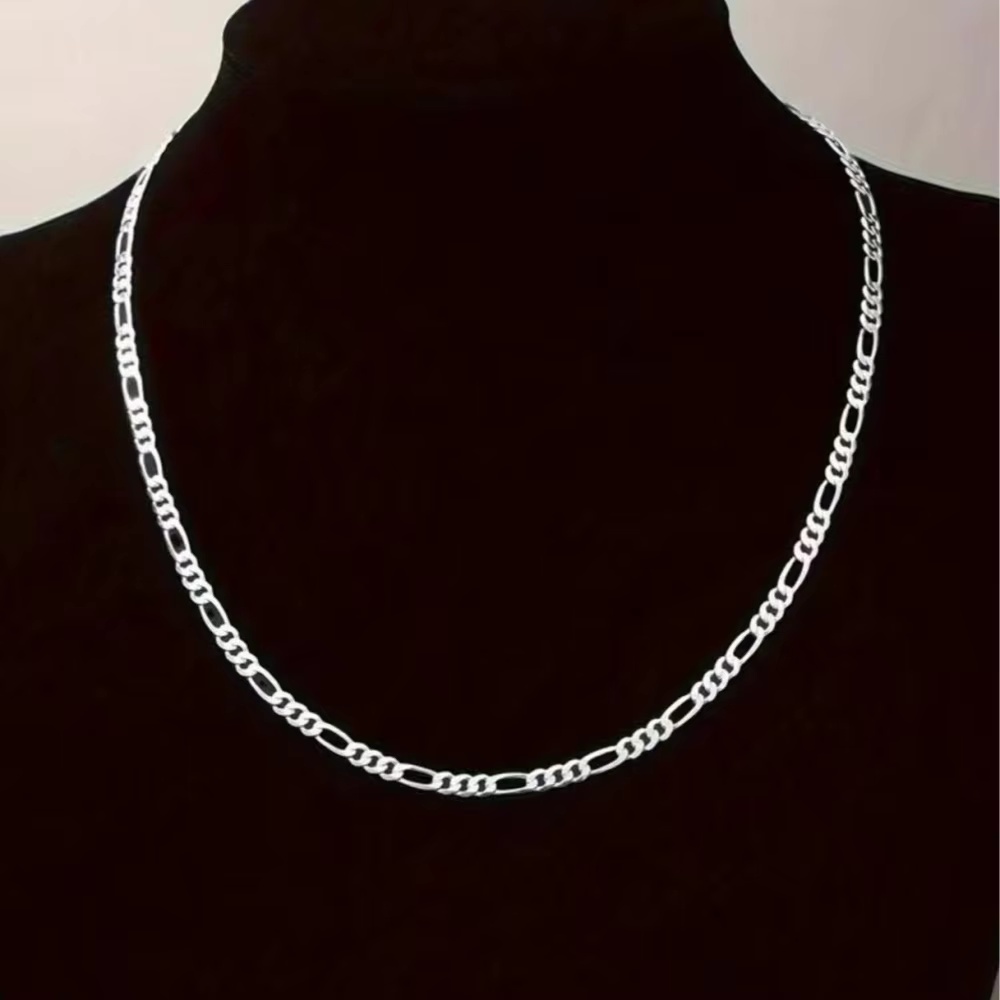 925 Sterling Silver Necklace H - 925 Sterling Silver Chain Necklace Men 评论和价格