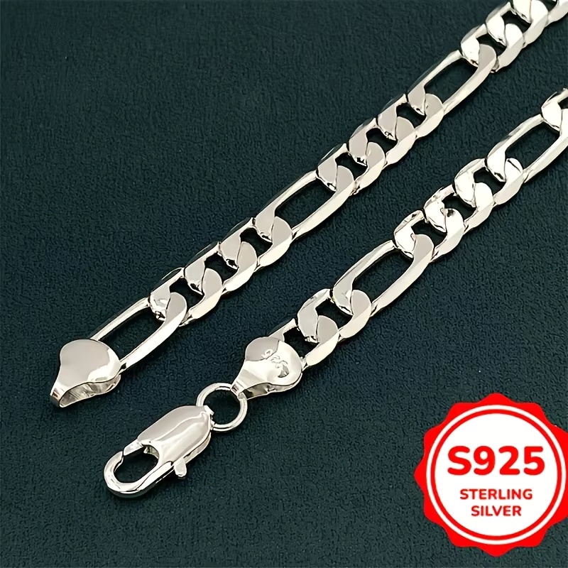 925 Sterling Silver Necklace H - 925 Sterling Silver Chain Necklace Men 评论和价格