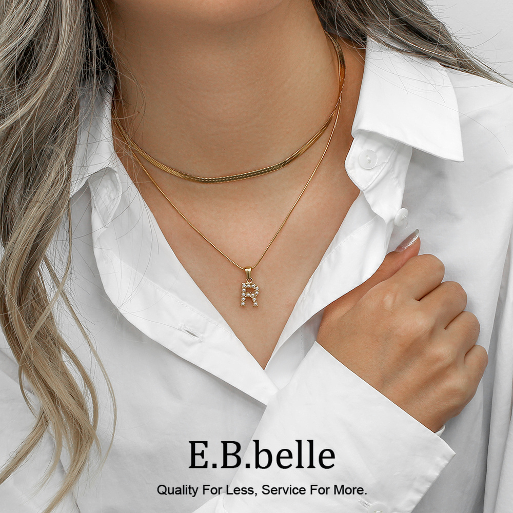 E.B.belle Stainless Steel 18K  - Initial Letter Necklace 18K Gold 评论和价格