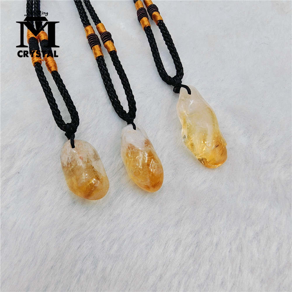 3PCS Natural Citrine Crystal P - Crystal Pendant Necklace Natural Stone 评论和价格