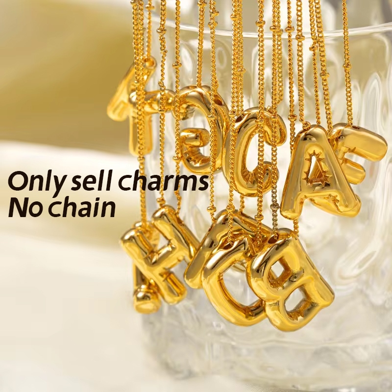 CARLIDANA Bubble 26 Letters Na - Initial Letter Necklace 18K Gold 评论和价格