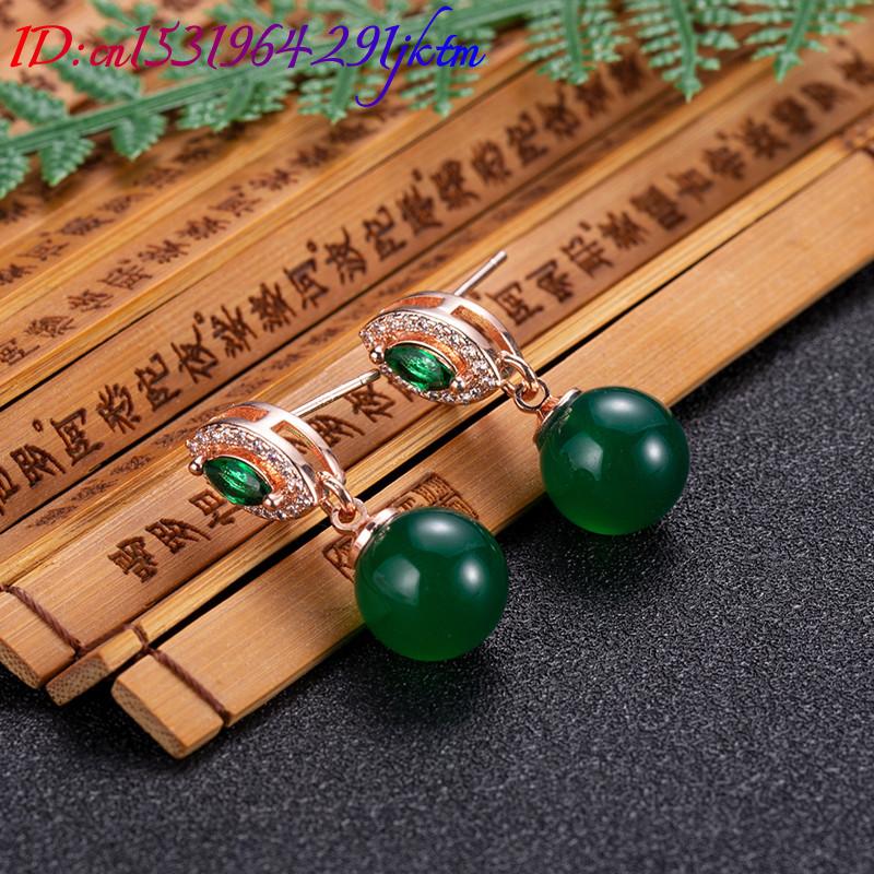 Natural Jade Bead Earrings Fas - Earrings 评论和价格